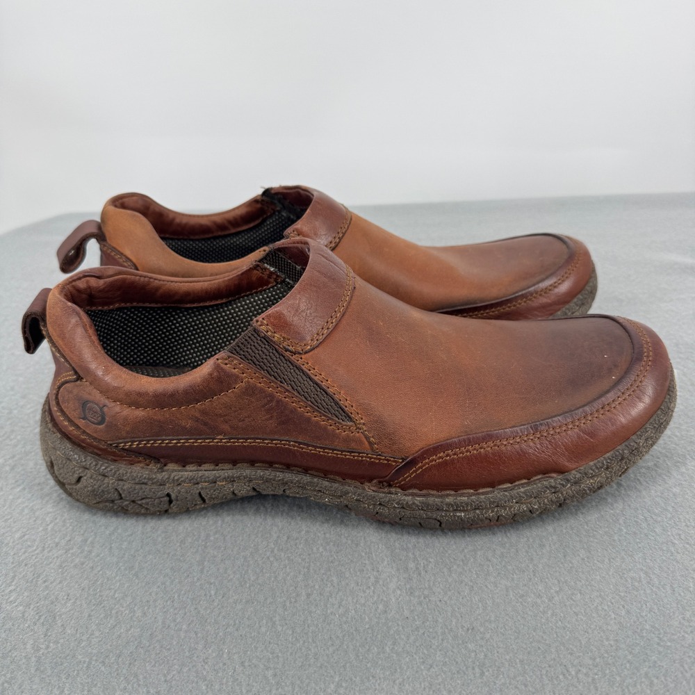 Born W6414 Mens 10 Brown Leather Slip On Loafers Comfort Shoes